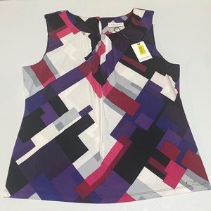 NWT Calvin Klein petite suits colorful sleeveless blouse PXL